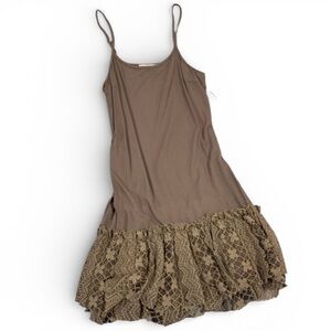 322 - Brown With‎ Lace Bottom Dress